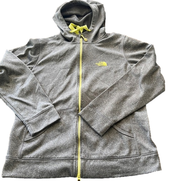 The North Face Tops - North Face gray and yellow zip up hoodie large
